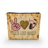 YULUENZE Leopard Canvas Makeup Bag Peace Love Makeup Organizer Bag