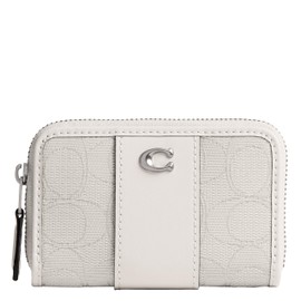 Coach Women's Essential Small Zip Around Card Case, LH/Cloud Chalk
