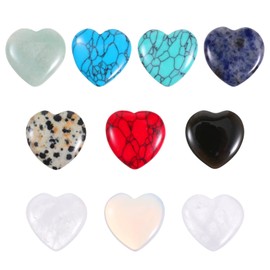 Set of 10 Crystal Gemstones, Colourful Heart Stone, Lucky Charm Heart Stone, Crystal Healing Stone, Mineral Healing Stones, Lucky Stones for Children, Heart, Crystals Stones, Heart Decoration, Lucky