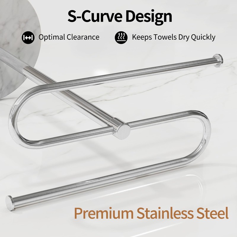 STWWO Countertop Towel Stand Free Standing with Marble Base, S-Shape