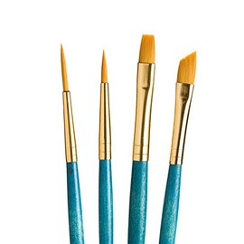 Princeton Real Value, Series 9100, Paint Brush Sets for Acrylic, Oil & Watercolor Painting, Syn-Gold Taklon (Rnd 3, Liner 2, Shader 6, ANG Shader 1/4)
