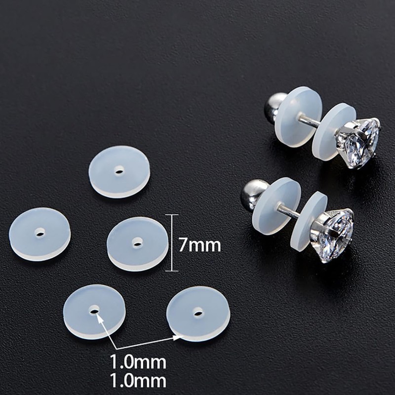 UUYYEO 100 Pcs Silicone Disc Earring Backs Flat Earring Stoppers