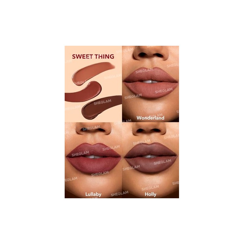 SHEGLAM Juego De 3 Mini Labiales Líquidos Matte Allure Con