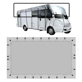 HFKJway 210D Oxford Cloth Travel Trailer Cover - Wind, Rain and Snow Proof Rv Cover for Roof Only, Grey-10m3m