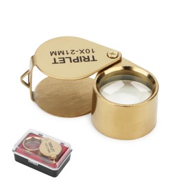 Rongon Jewelers Loupe Magnifiers 10X Folding Pocket Magnifying Glass Eye Loop Portable Magnifying Lens Tools for Jewelry Stamps Inspecting (10X-21MM)