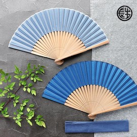 Osaka Choseido Folding Fan, Men's, Stylish, Business, Folding Bag, Handkerchief Included, Mountain Print Design, Original, gray
