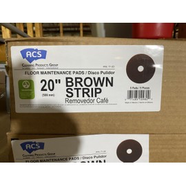ACS Brown Strip Floor Maintenance Pads, 20 Inch Diameter, 5 Pack