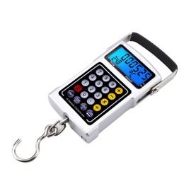 Fish Scale Portable Electronic 7 in 1 Hanging Digital Scale with Backlit LCD Display Temperature Clock Calculator