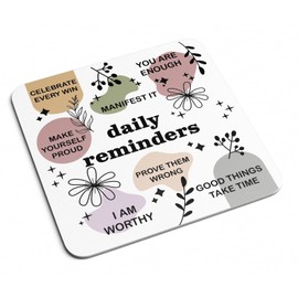 Daily Affirmation Reminders Drinks Coaster - Mindfulness Zen Positive Vibes Patience Meditation Small Steps Good Day Kitchenware Home Decor Place Mats (White)