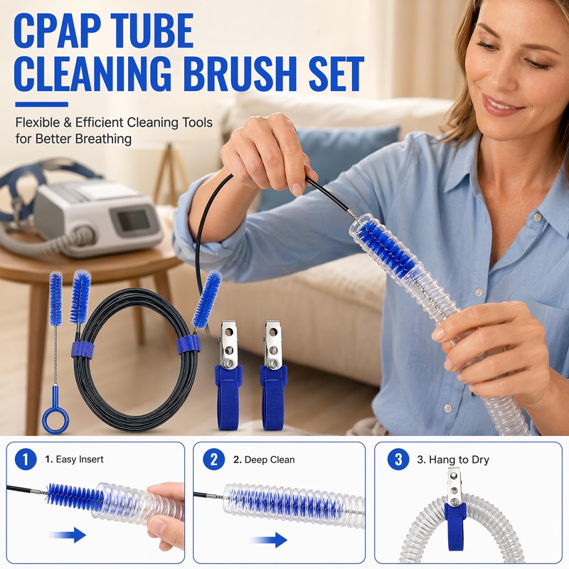 CPAP' Hose Cleaning Kit with 6.5ft Flexible Brush, Soft Mask