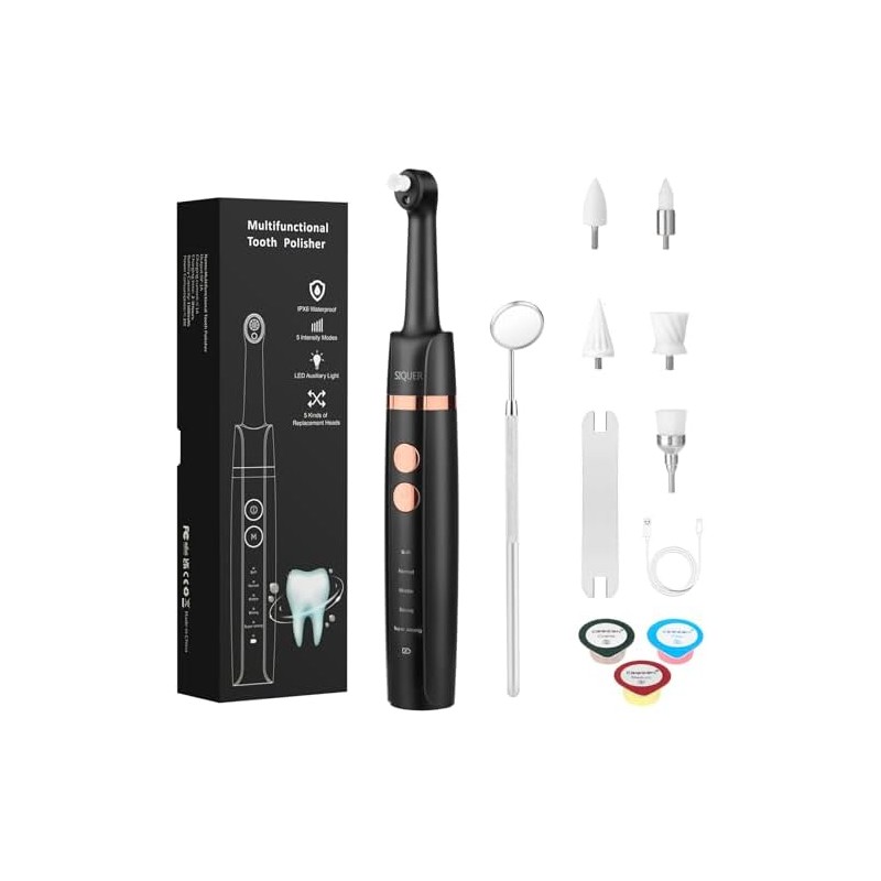 SIQUER Pulidor de dientes eléctrico con luz LED y 5