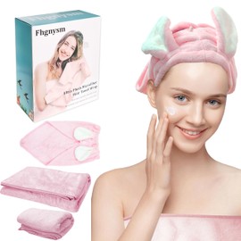 fhgnysm Microfiber Premium Towel Set, Including(Hair Turbans for Wet Hair, Wash Cloth and Bath Towel), Highly Absorbent Towels for Bathroom, Gym, Hotel, and Spa(Coral)