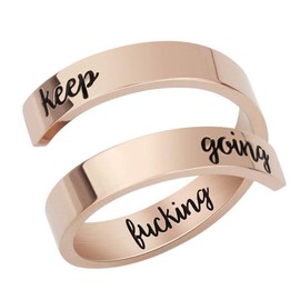 Keep Going Engraved Inspirational Rings Stainless Steel Thumb Band Jewelry US Size 8-9 Finger Ring Gifts for Men Women (Rose gold)