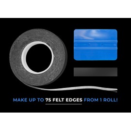 VViViD Black Felt for Squeegee Edge Wrapping, 1” Inch x 25 ft Roll, Furniture Scuff Pads to Protect Floor