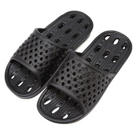 clootess Shower Shoes Slide for Men and Women Holes Bath Slipper Bathroom Sandal Pool Gym College Dorm Non-Slip Black 44.45