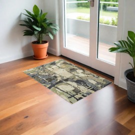 Homeroots 2' X 3' Blue and Gray Abstract Power Loom Area Rug