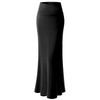 URBAN K Womens Basic Foldable High Waist Maxi Skirt Black