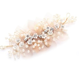 Samcos Children's Hair Ornament, Leaf Pearl, Flower Motif, Headband, Wedding Headdress Recitals, Hair Accessories, Weddings, School Entrance Ceremonies, Graduation Ceremonies