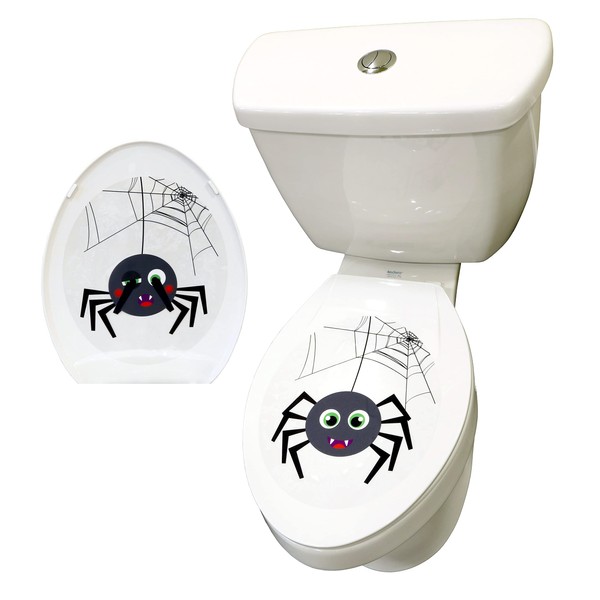 Iconikal 2-Piece Toilet Seat Cling Halloween Decoration Set, Funny Spider