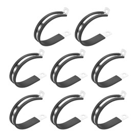 PATIKIL 2 Inch Cable Clamp, 8 Pack 304 Stainless Steel Rubber Cushioned Insulated Pipe Metal Clamp for Tube Pipe Hose Cable Wire Cord Installation