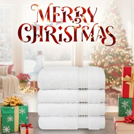 Cotton Paradise 100% Cotton Turkish Washcloth Set for Bathroom, 4 Piece Soft Absorbent Small Hand Face Towels Wash Rags, White