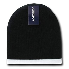 DECKY Single Striped Beanies, Black/White