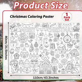 Christmas Advent Calendar Giant Coloring Poster for Kids, Large Gingerbread Coloring Tablecloth Winter Xmas Crafts DIY Art Drawing Activities for Home Classroom Party Favor Supplies 31 x 43 Inch