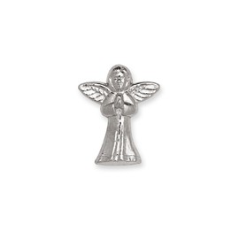 14k Yellow or White Gold Praying Angel Lapel Pin For Men (white-gold)