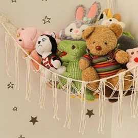Dinghaole Teddy Hammocks,Toy Storage Hammock,Macrame Toy Storage Net for Stuffed Animals,Cute Plush Storage Net Nursery Preppy Room Decor Baby Kids Bedroom,Hanging Organizer