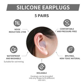 LYSIAN Moldable Soft Ear Plugs for Sleeping - Water Proof Noise Cancelling Wax Reusable Earplugs for Swimming, Travel, Flying - Suit for Side Sleeper, Kid and Adult