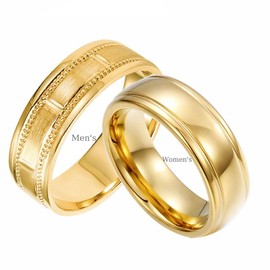 PINCHUAN 2PCS Matching Couple Rings for Women Promise Rings Wedding Bands Engagement Wedding Ring Sets for Him and Her Matching Couples Rings for Valentines Day-women8/Men10