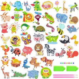 LPZNUYVC 61 kits de arte de diamantes, calcomanías de arte de diamante 5D, mini animales, arte de gemas de bricolaje, pintura de diamante por número para adultos, principiantes
