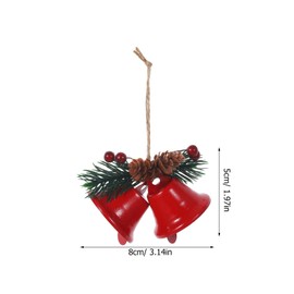 Christmas Bells Red, Pack of 6 Christmas Tree Decoration Bells, Christmas Vintage Bells with Red Berries Hanging Bells Christmas Pendant for Festival Party