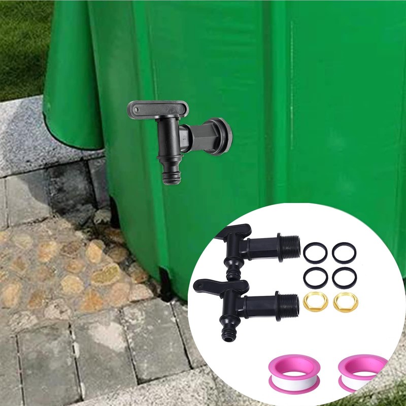 2 Pcs 3/4" Water Butt Tap, Snap Fit Hosepipe Rain