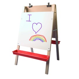 Crestline Products Natural Wood Child's Preschool Easel (White Dry Erase & Hardwood Panel) - 40" H x 24" W