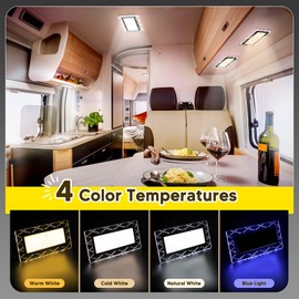 ShinePick 2 Pack 1800LM RV Interior Lights,15W DC12-30V Led RV Ceiling Lights with Infrared Remote Control, 3500-6500K dimmable Brightness Camper Lighting Fixture for Car/RV/Trailer/Camper/Boat