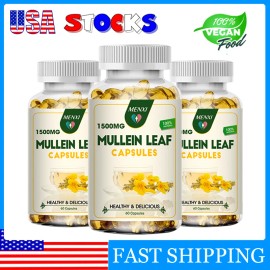 3 Bottles Mullein Leaf Capsules Lung Cleanse Detox Herbal Dietary Supplement