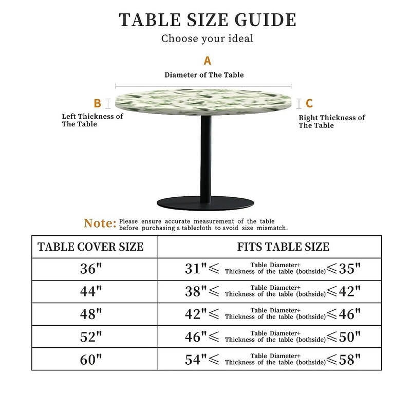 Outdoor round tablecloth with elastic band, diameter 44 inches -