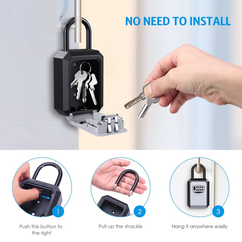 OQIMAX Key Lock Box Outside,Key Safe Lock Box for Outdoor