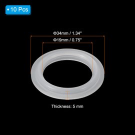 PATIKIL 10pcs Tri Clamps Gasket, 34mm OD 19mm ID Sanitary TC Tri Clamps Gasket Tri Pipe Silicone Ferrule Washers Tube Fittings O Ring Seal Gaskets for Dairy Brewing Winery Equipment