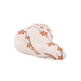 BICYCLE BIKE SADDLE LEATHER Women for 24 - 26 - 28 inch bicycles - HAPPY FLOWERS beige - MADE IN ITALY