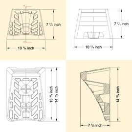 OranLite 4 Pack Premium Yellow Wheel Chocks, 14.4" x 10.3" x 8" inch Portable Durable Wheel Chocks, Wheel Wedge, Wheel Stopper for Cars, Motorcycles, Travel Trailers (Yellow - 4Pack)