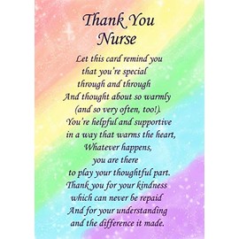 Thank You 'Nurse' Poem Verse Greeting Card
