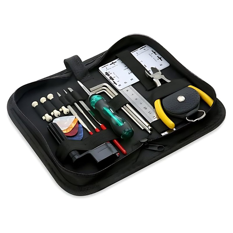 Complete 31-Piece Guitar Maintenance Tool Kit with Carrying Case- Suitable