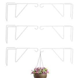 6 Pack Vinyl Fence Hooks, 5” x 10” Heavy Duty Fence Plant Hangers for Outdoor & Indoor, Over The Fence Hooks White Patio Hooks for Hanging Plants, Flower Baskets, Bird feeders, Lights, Pool Equipment