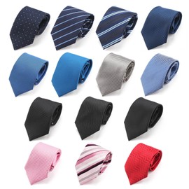 Segarty Zipper Ties for Men, 14PCS 18" Normal Skinny Neck Ties Bulk, Solid Silk Men's Pre Tied Necktie Set for Business Wedding Graduation