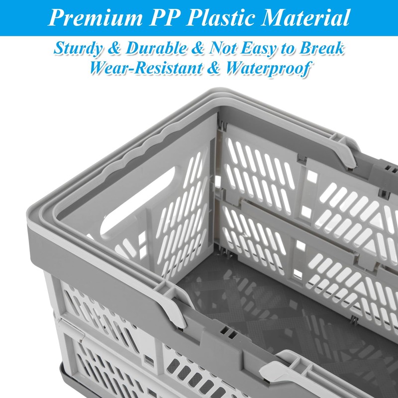 LDHHYH 3 Pack 20L Collapsible Storage Crates with Handle, Plastic