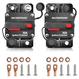HUBRV HUBRV 30Amp Circuit Breaker DC 12V-48V for Marine Boat Trolling Motor Automotive RV Trailer Car Solar System Battery Disconnect with Manual Reset Switch, IP67 Waterproof (Pack of 2)