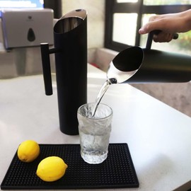 Stainless Steel Water Pitcher Black Metal Pitcher with Ice Guard Cold Drinking Carafe Jug for Juice, Beer, Milk, Ice Tea or Other Beverage by MUGLIO (36oz)