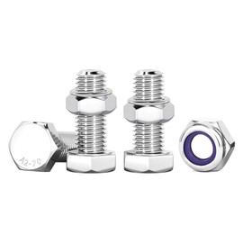 Drenky Bolts and Nuts Set, 10 Pcs M6 Lock Nuts and Bolts Assortment 304 Stainless Steel Hex Bolts and Nuts M6 x 16mm Machine Screws and Nut for Machinery, Furniture, Car, Bike, Ship, 3D Printing